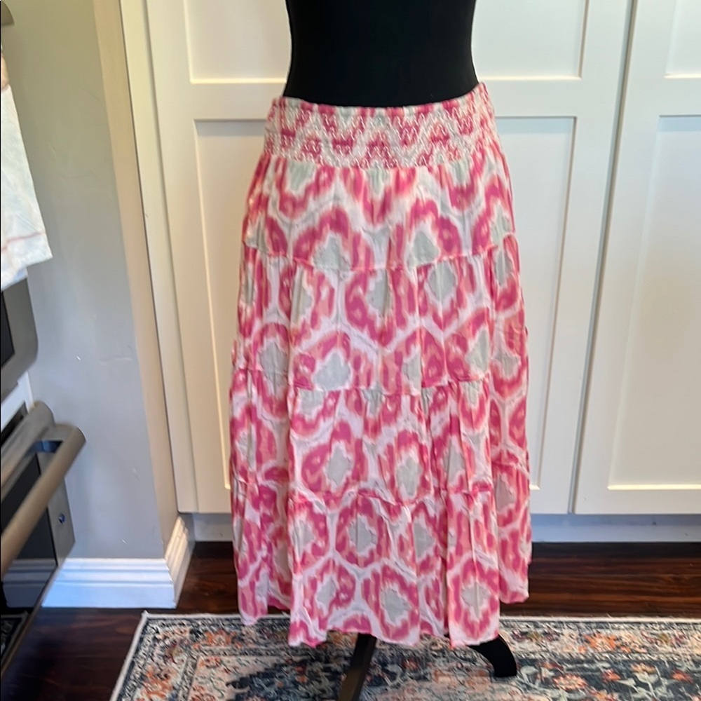 Old Navy Pink and Gray A-Line Skirt M